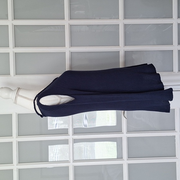 Chaser Dark Blue Cutout Waffle Knit Tee - Picture 5 of 13